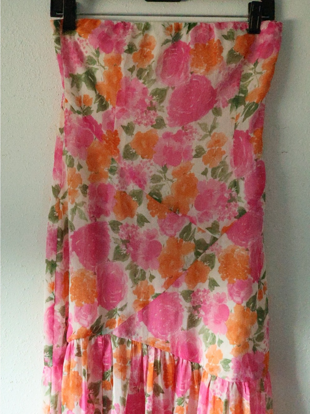 12th Tribe Strapless Drop Waist Pink Floral Maxi Dress - Picture 8 of 16